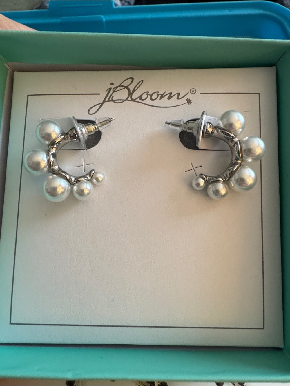 bloom Stainless Steel Silver Pearl Cluster Half-Hoop Earrings Women’s jewelry